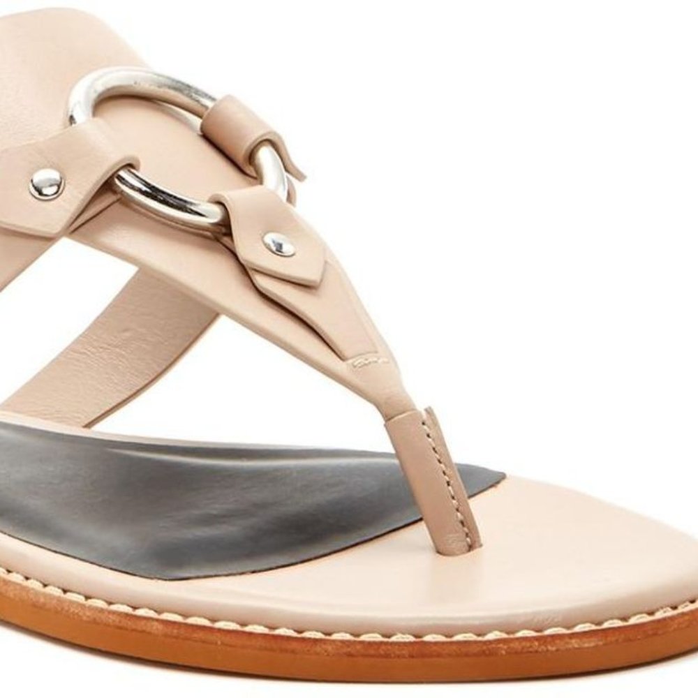 Rebecca Minkoff Sheena T-strap Beige O-Ring Slides - Picture 4 of 8